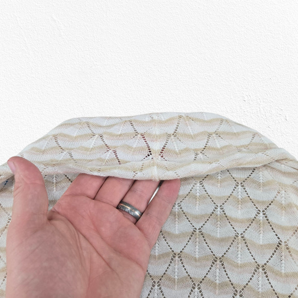 J.McLaughlin Beige Open Front Knit Cardigan Diamond Knit Sweater Size Small - Picture 8 of 10